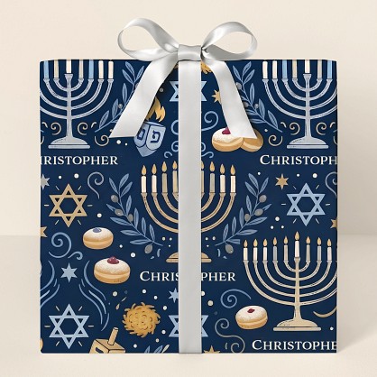 Personalized Hanukkah Celebration Wrapping Paper
