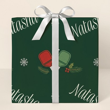 Personalized Christmas Pickleball Paddles Wrapping Paper