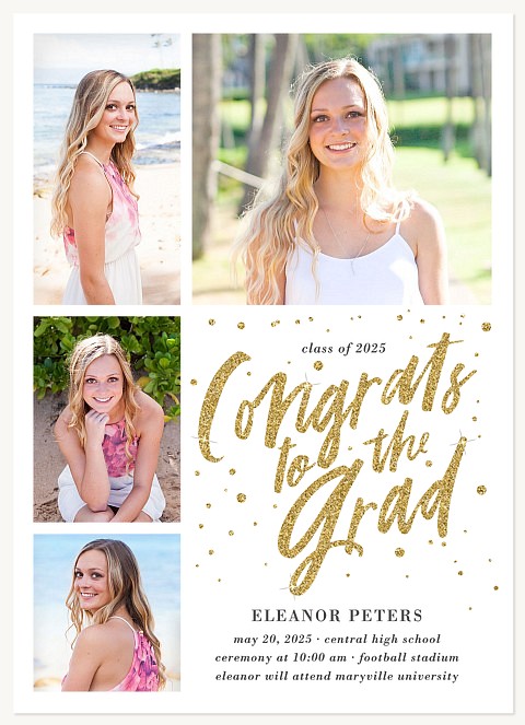 Glittered Congrats Graduation Announcements