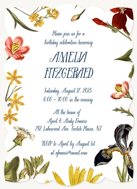 Garden Party Adult Birthday Party Invitations