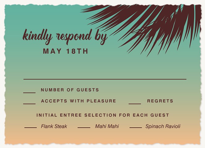 Sunset Palms Wedding RSVP Cards