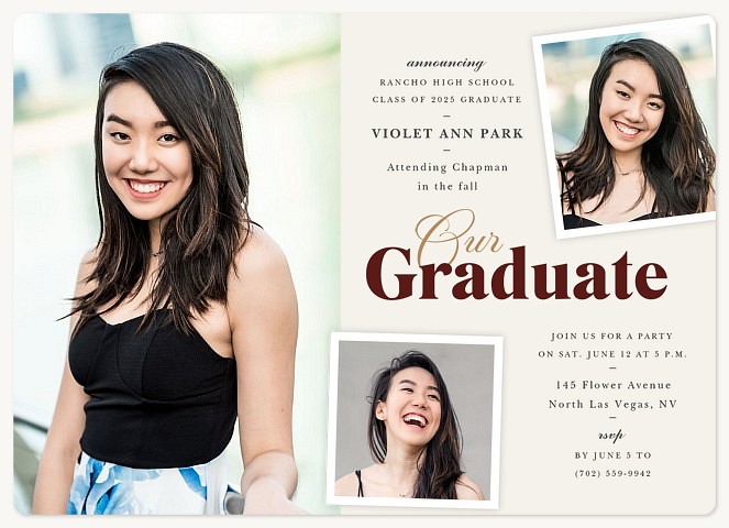 Stately Graduate Graduation Party Invitations