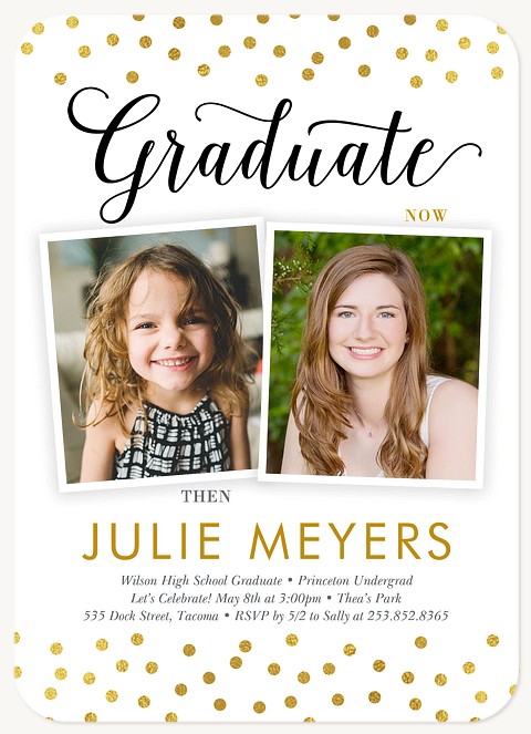 Now & Then Confetti Graduation Announcements