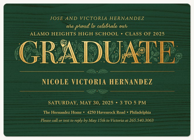 Botanical Letters Graduation Announcements