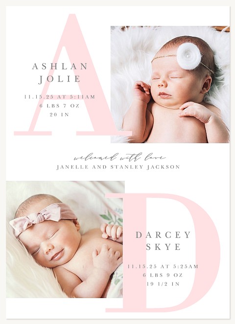 Twin Chic Twin Birth Announcements