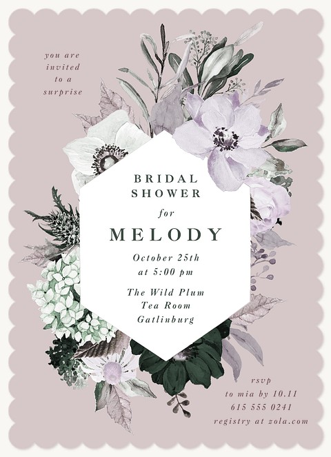 Romantic Blooms Bridal Shower Invitations