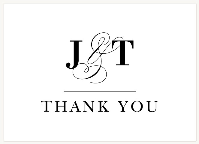 Overlaid Initials Wedding Thank You Cards