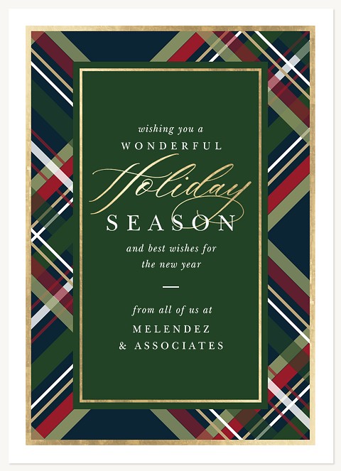 Elegant Plaid Business Holiday Cards