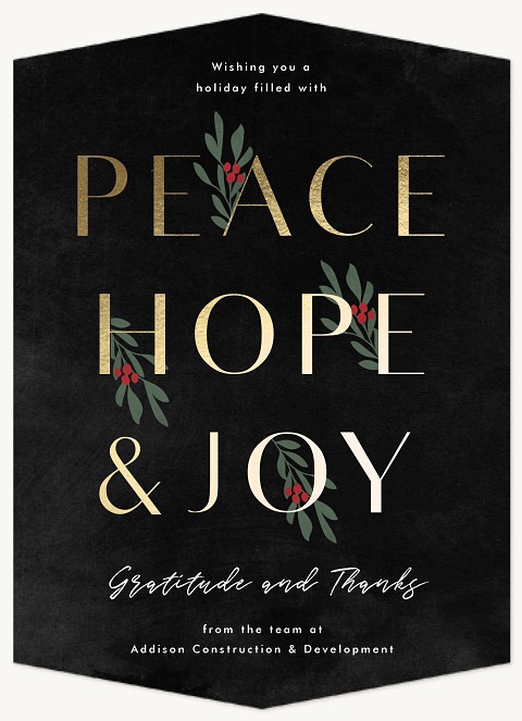 Peace Hope  Joy Business Holiday Cards