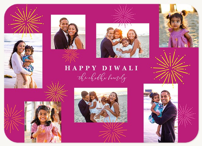 Scattered Fireworks Diwali Holiday Cards