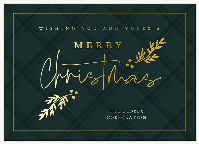 Plaid & Gold Business Holiday Cards