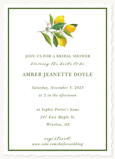 Citrus Chic Bridal Shower Invitations