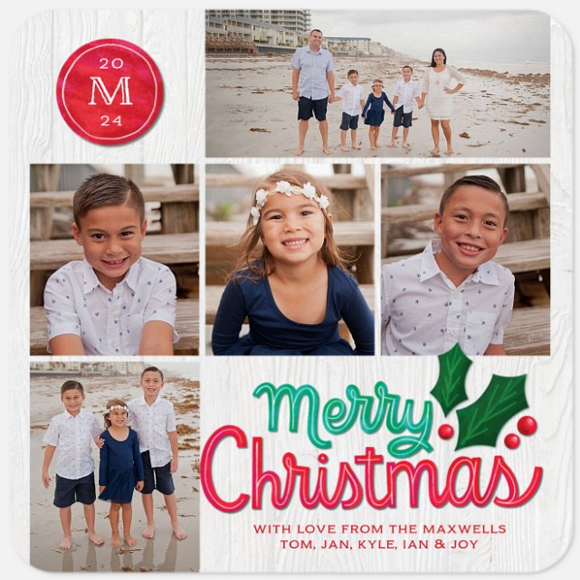 Rustic Monogram Photo Christmas Cards