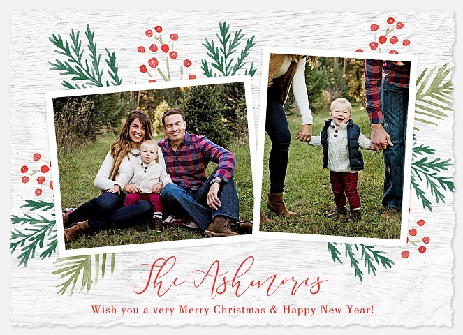 Forest Foliage Holiday Photo Cards