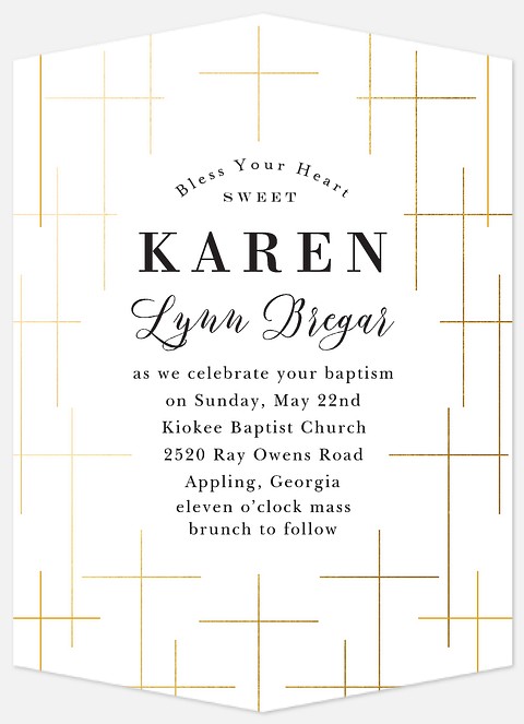 Golden Cross Baptism Christening Invitations