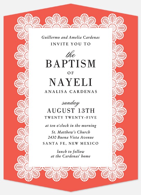 Floral Papel Picado Baptism Christening Invitations