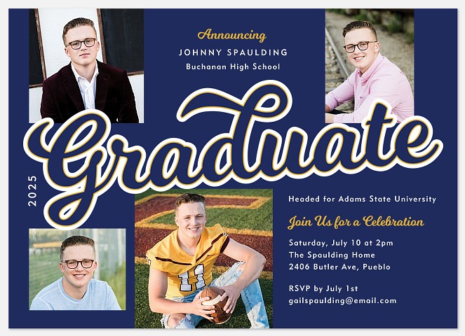 Collegiate Script Graduation Cards