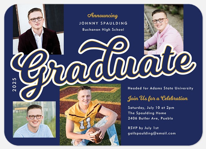 Collegiate Script Graduation Cards