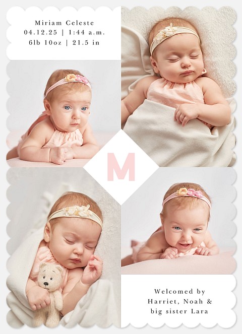 Diamond Monogram Baby Birth Announcements