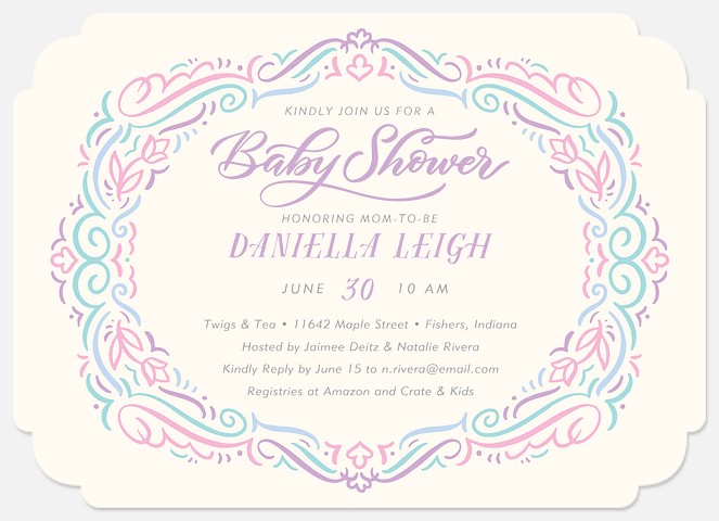 Vintage Oval Baby Shower Invitations