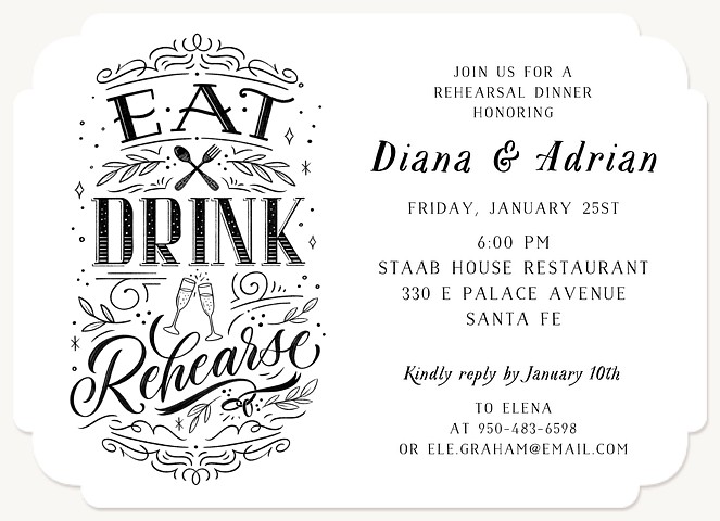 Vintage Rehearsal Rehearsal Dinner Invitations