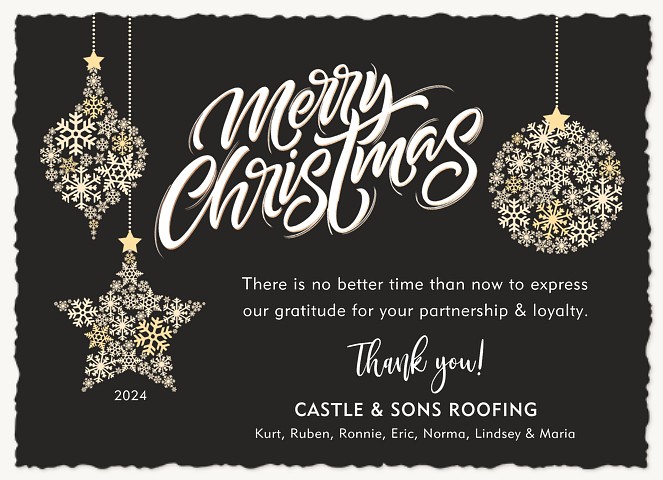 Snowy Ornaments Business Holiday Cards