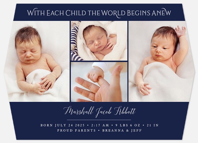 A New Beginning Baby Birth Announcements