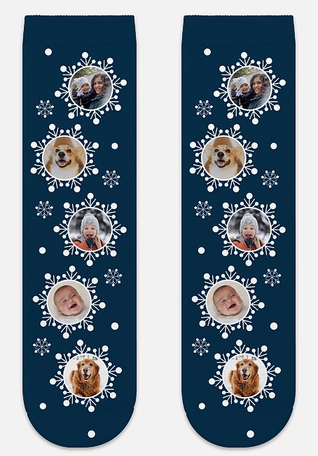 Wintry Snowflakes Custom Socks