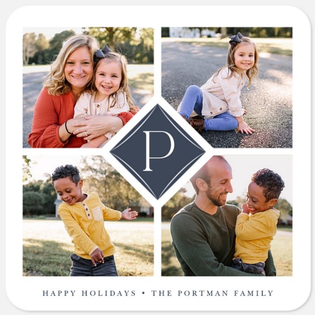 Family Monogram Photo Christmas Cards