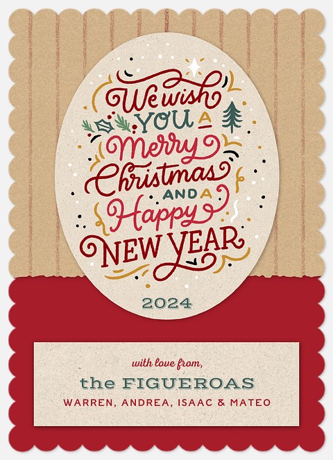 Krafted Lettering Holiday Photo Cards
