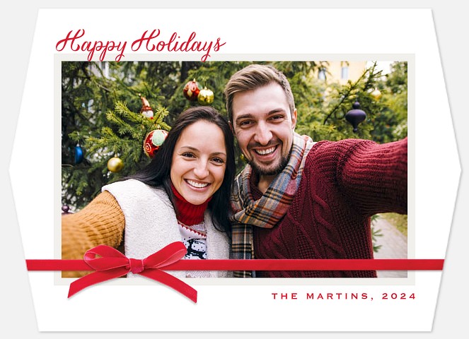 Classic Red Bow Holiday Photo Cards