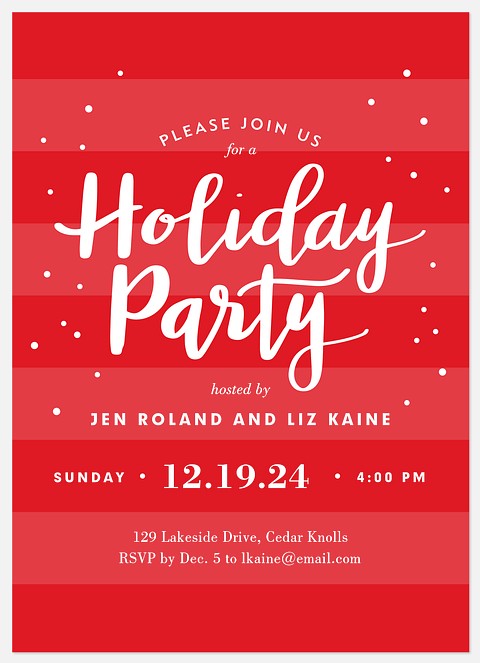 Jolly Dots & Stripes Holiday Party Invitations