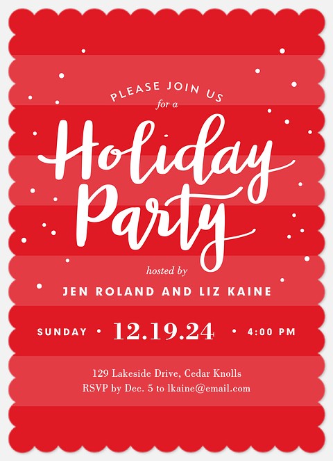 Jolly Dots & Stripes Holiday Party Invitations