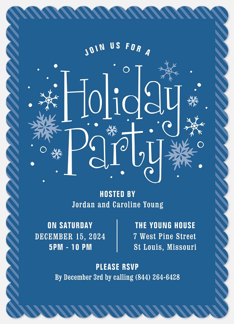 Winter Snowfall Holiday Party Invitations