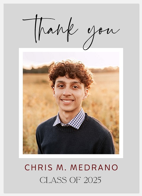 Vertical Type Thank You Graduation Thank You Cards