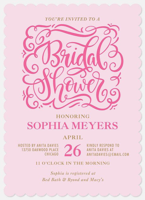 Whimsical Script Bridal Shower Invitations