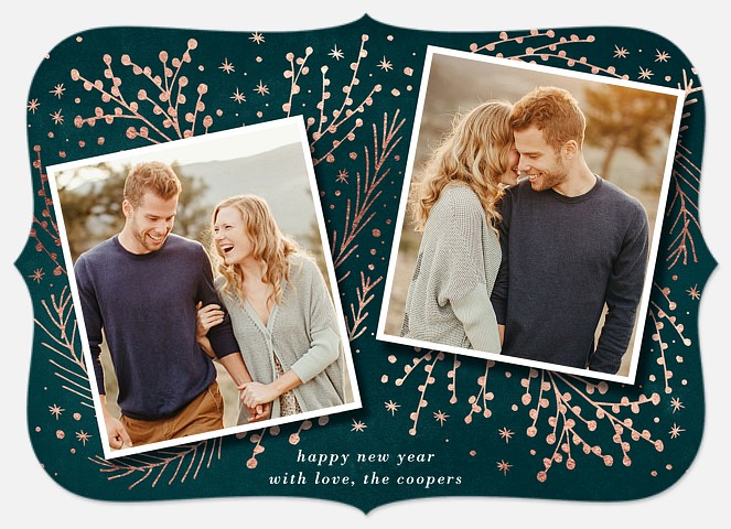Golden Brush New Years Photo Cards