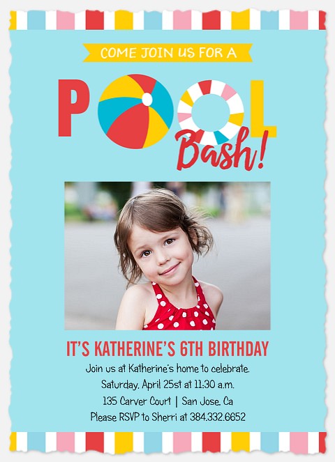 Splish Splash Girl Birthday Invitations
