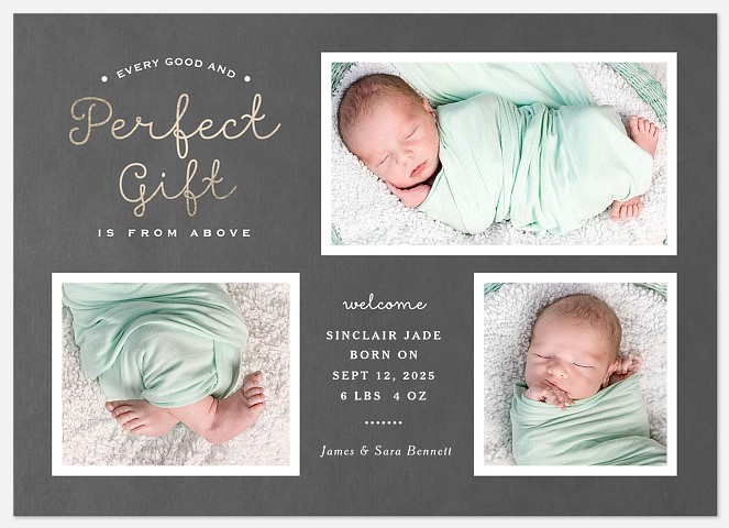 Embellished Script Baby Girl Birth Announcements
