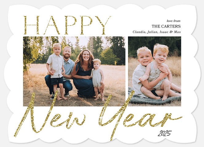 Grand Glitter New Years Photo Cards