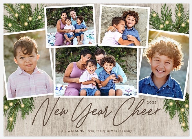 Rustic Pine New Years Photo Cards