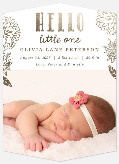 Gilded Hello Baby Birth Announcements