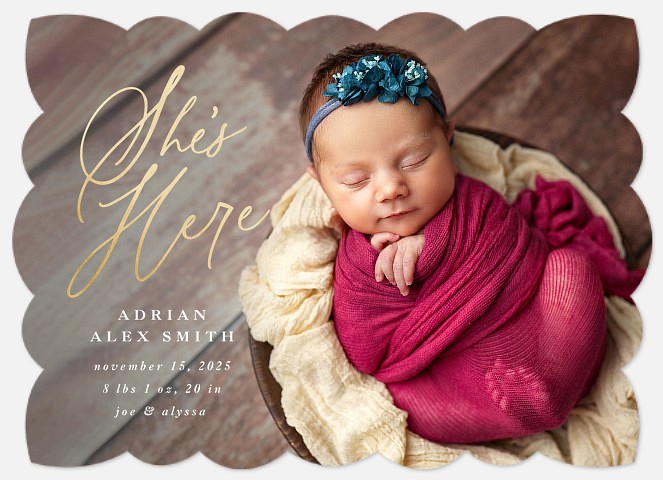 Shimmering Intro Baby Birth Announcements