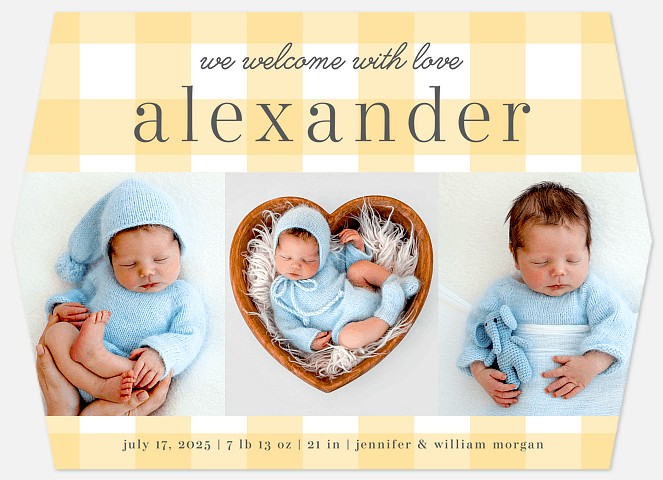 Bright Plaid Baby Birth Announcements