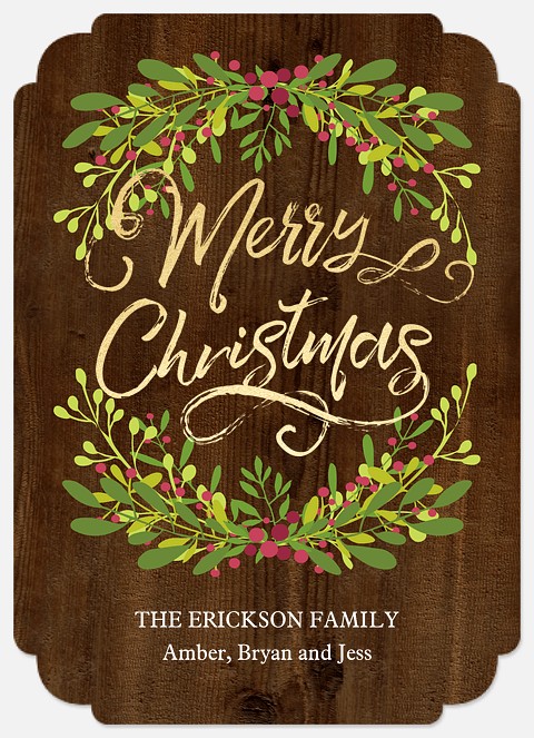 Mistletoe Boughs Holiday Photo Cards
