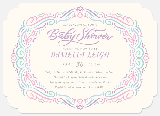 Vintage Oval Baby Shower Invitations