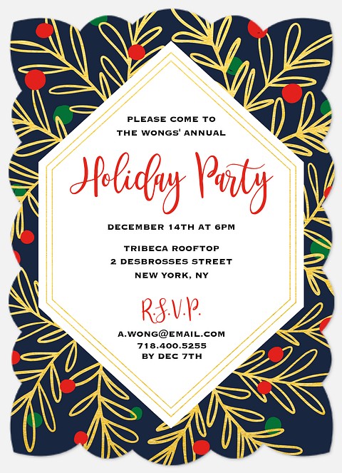 Joyful Foliage Holiday Party Invitations