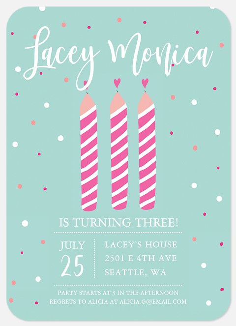 Striped Candles Kids' Birthday Invitations