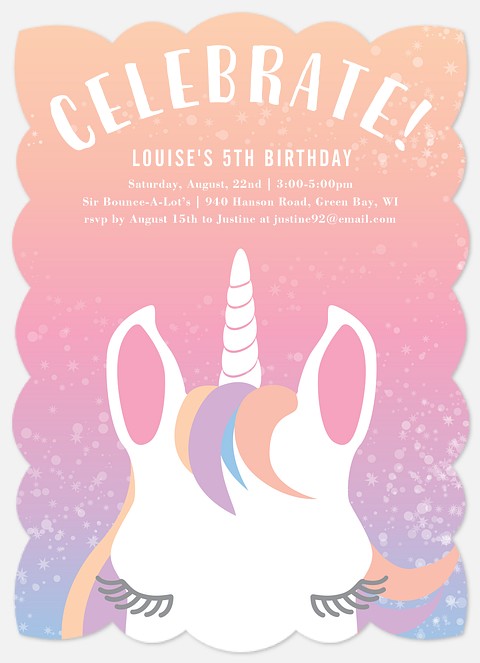 Magical Unicorn Girl Birthday Invitations