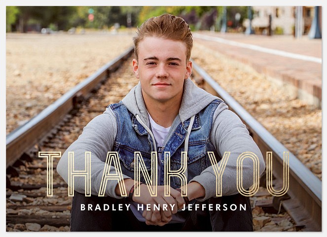 Golden Inline Thank You Cards 